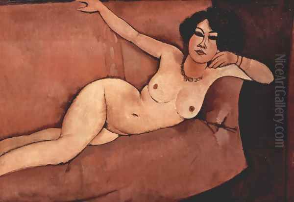 Act on a sofa (Almaiisa) Oil Painting by Amedeo Modigliani