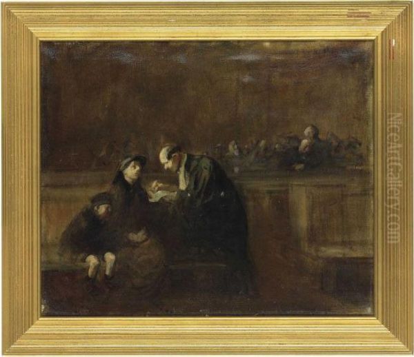 Scene De Tribunal, La Veuve Et L'orphelin Oil Painting by Jean-Louis Forain