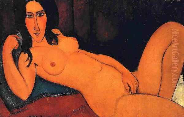 Reclining Nude with Loose Hair Oil Painting by Amedeo Modigliani