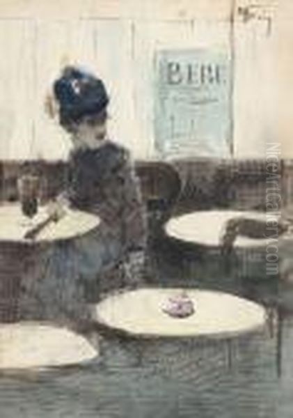 Au Cafe Oil Painting by Jean-Louis Forain