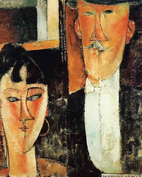 Bride And Groom Oil Painting by Amedeo Modigliani