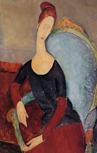 Portrait of Jeanne Hebuterne Seated in an Armchair Oil Painting by Amedeo Modigliani