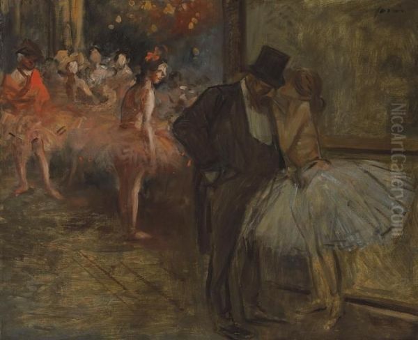 Danseuse Et Abonne, A L'opera Oil Painting by Jean-Louis Forain