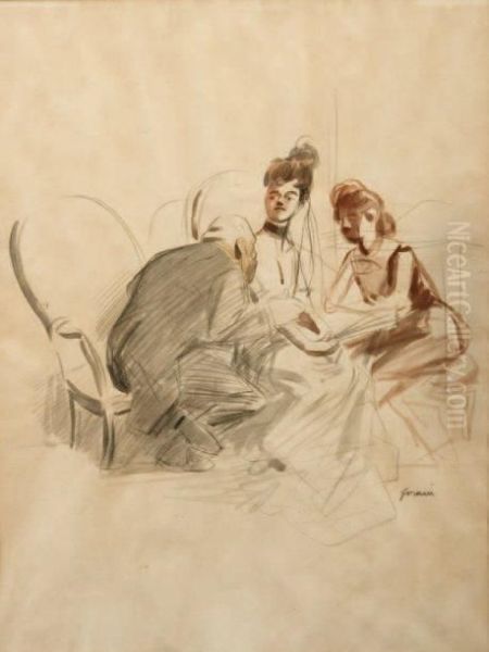 Au Salon Oil Painting by Jean-Louis Forain