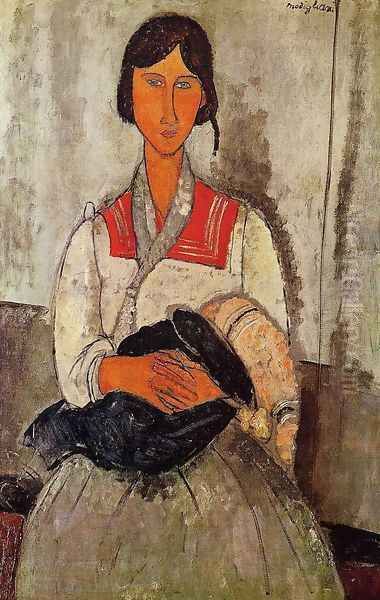 Gypsy Woman With Child Oil Painting by Amedeo Modigliani