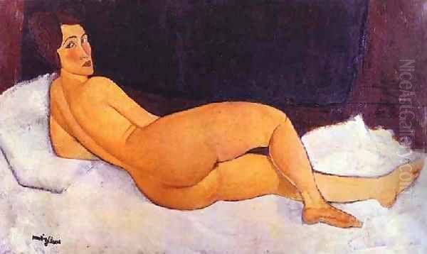 Nude Looking Over Her Right Shoulder Oil Painting by Amedeo Modigliani