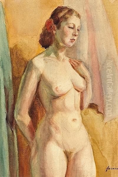 A Study Of A Female Nude Oil Painting by Jean-Louis Forain