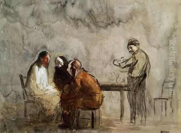 Les Pelerins D'emmaus. Oil Painting by Jean-Louis Forain