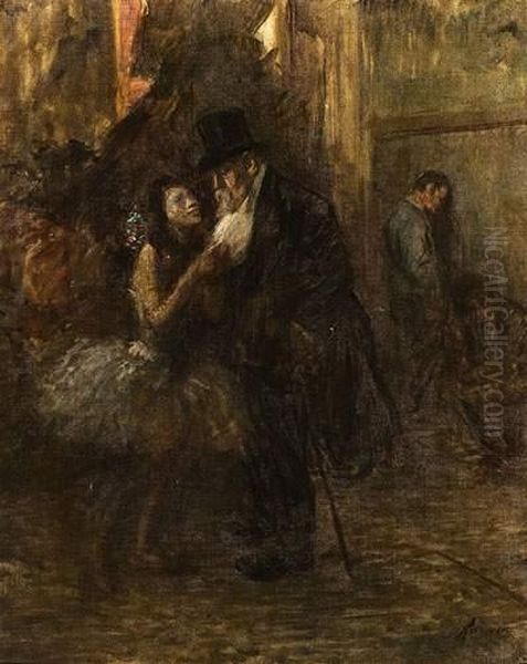 Derriere Le Rideau. Oil Painting by Jean-Louis Forain