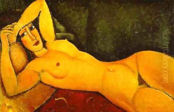 Reclining Nude With Left Arm Resting On Forehead Oil Painting by Amedeo Modigliani