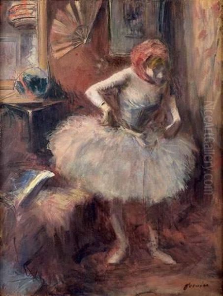 Danseuse Au Foulard Rouge Ou Danseuse A L'habillage Oil Painting by Jean-Louis Forain