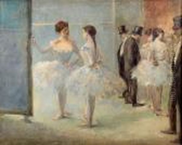 Avant L'entree En Scene Ou Danseuses Dans Les Coulisses De L'opera Oil Painting by Jean-Louis Forain