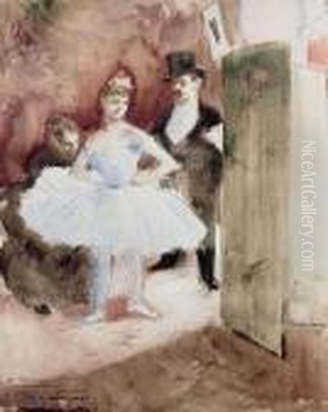 Danseuse S'habillant Dans La Loge Ou La Loge Oil Painting by Jean-Louis Forain