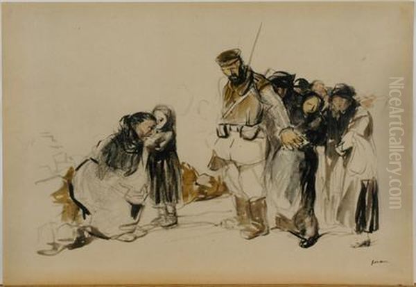 Douze Dessins Originaux En Couleursayant Trait A La Guerre Oil Painting by Jean-Louis Forain