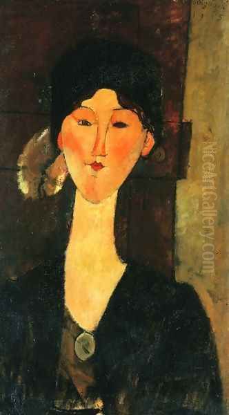 Beatrice Hastings Standing by a Door Oil Painting by Amedeo Modigliani