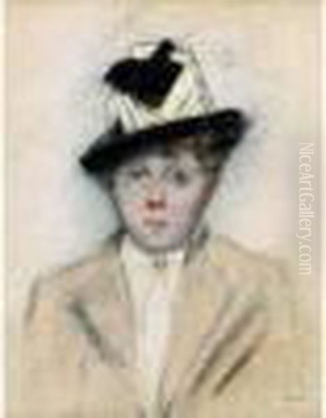 Femme Au Chapeau Oil Painting by Jean-Louis Forain