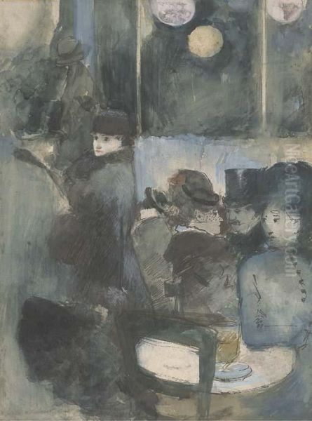 Au Cafe Oil Painting by Jean-Louis Forain