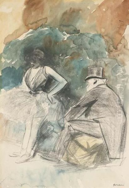 Danseuse Et Son Admirateur Oil Painting by Jean-Louis Forain