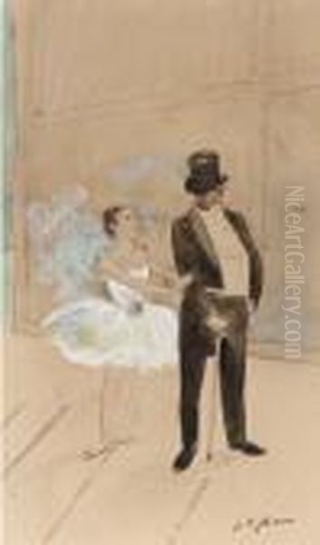 Un Coin Des Coulisses De L'opera Oil Painting by Jean-Louis Forain