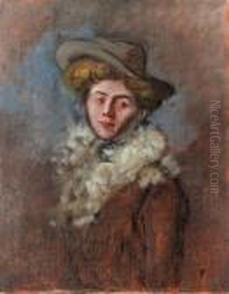 Portrait De Femme Au Chapeau Oil Painting by Jean-Louis Forain