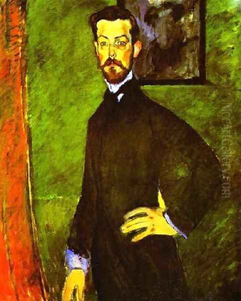 Portrait Of Paul Alexandre Against A Green Background Oil Painting by Amedeo Modigliani