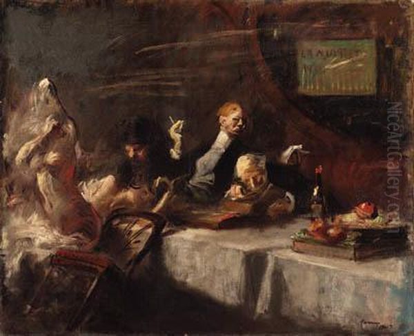 Une Nuit Chez Maxim's (a Night At Maxim's) Oil Painting by Jean-Louis Forain