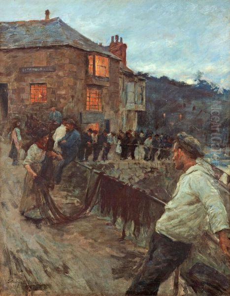 The Quayside, Newlyn, Oil Painting by Stanhope Alexander Forbes