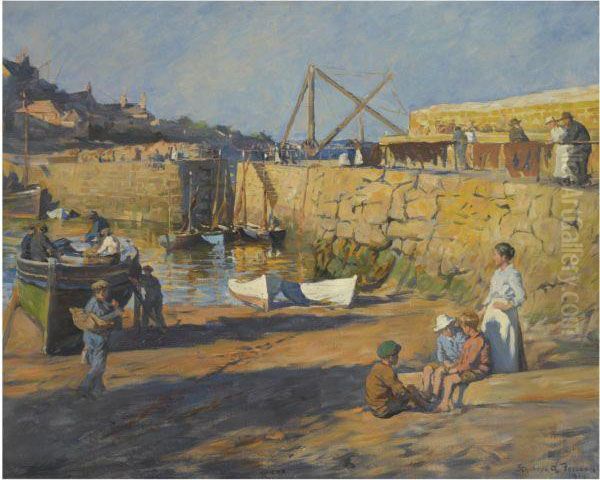 Low Tide At Mousehole Oil Painting by Stanhope Alexander Forbes