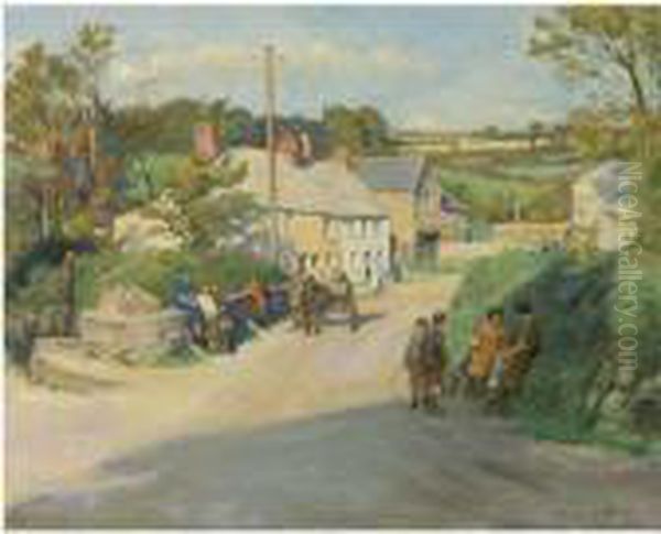 A Cornish Village Oil Painting by Stanhope Alexander Forbes