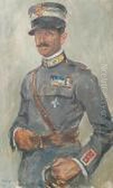 Portrait Of A Gentleman In Italian Militaryuniform Oil Painting by Stanhope Alexander Forbes