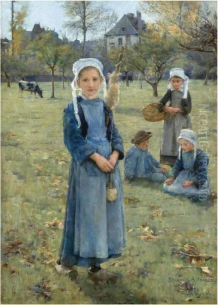 The Orchard, Quimperle Oil Painting by Stanhope Alexander Forbes