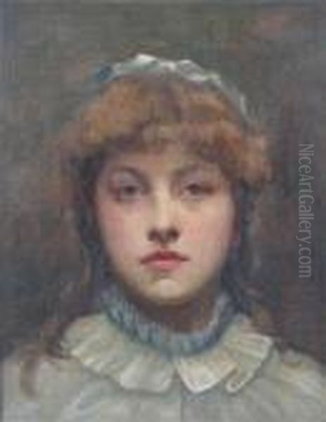 Portrait Of A Girl In Rustic Dress Oil Painting by Stanhope Alexander Forbes