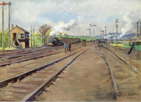 The Sidings Oil Painting by Stanhope Alexander Forbes