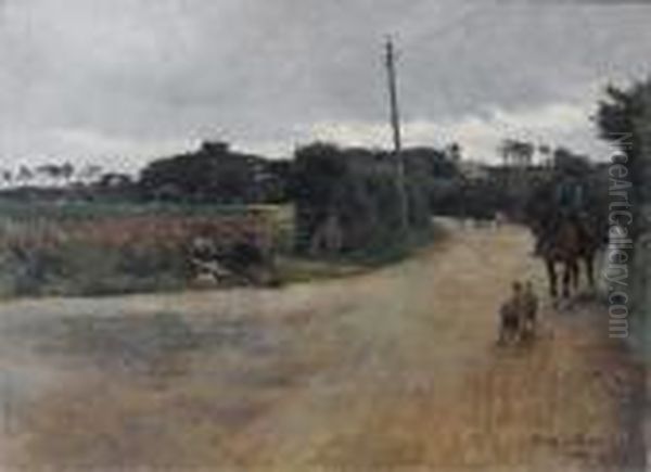 Figures On A Country Road Oil Painting by Stanhope Alexander Forbes