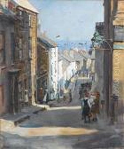 An Old Quarter Of Penzance Oil Painting by Stanhope Alexander Forbes