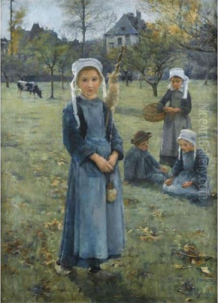 The Orchard Quimperle Oil Painting by Stanhope Alexander Forbes