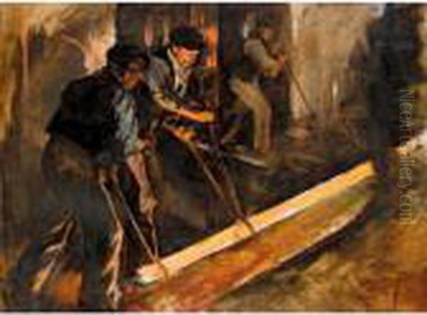 Forging Steel, The Steel Mill Oil Painting by Stanhope Alexander Forbes