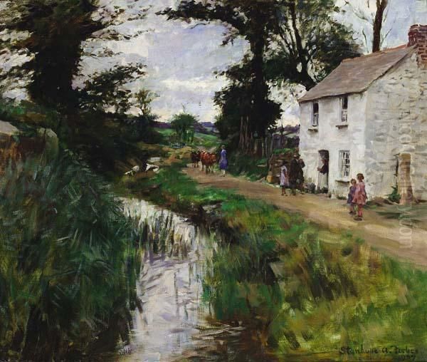 ''the Path Along The Stream'' Oil Painting by Stanhope Alexander Forbes