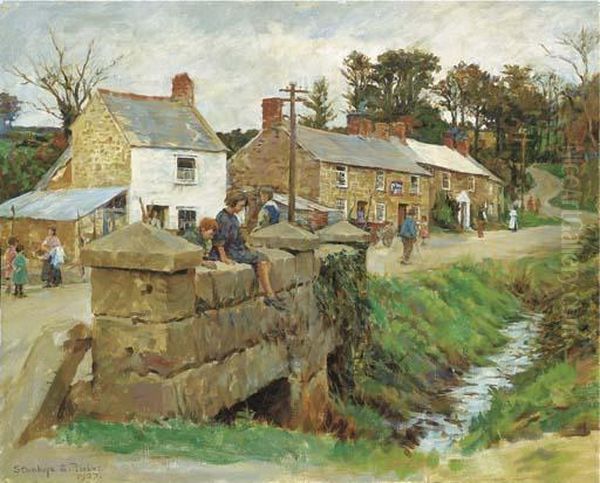 The Old Bridge Of Relebbus Oil Painting by Stanhope Alexander Forbes