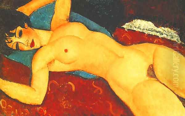 Sleeping Nude With Arms Open Red Nude Oil Painting by Amedeo Modigliani