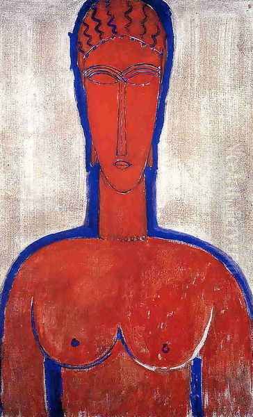 Big Red Buste Oil Painting by Amedeo Modigliani