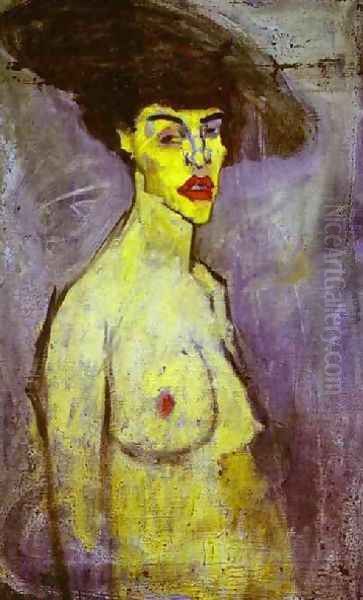 Female Nude With Hat Oil Painting by Amedeo Modigliani