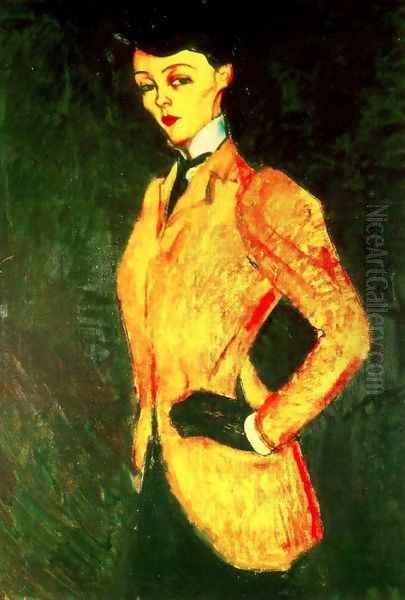 Woman in Yellow Jacket (The Amazon) Oil Painting by Amedeo Modigliani