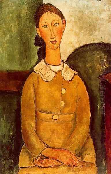 Girl in the yellow dress Oil Painting by Amedeo Modigliani