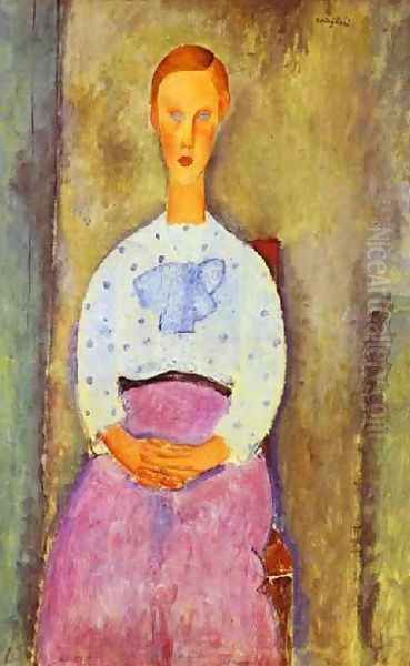 Jeaune Fille Au Corsage A Pois Oil Painting by Amedeo Modigliani