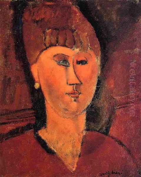 Head of Red-Haired Woman Oil Painting by Amedeo Modigliani