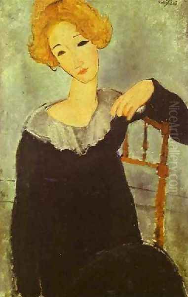 Woman With Read Hair Oil Painting by Amedeo Modigliani