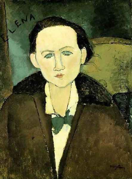 Portrait Of Elena Pavlowski Oil Painting by Amedeo Modigliani