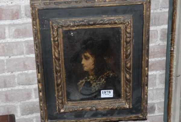 Ritratto Con Cappello Oil Painting by Mariano Jose Maria Bernardo Fortuny y Carbo