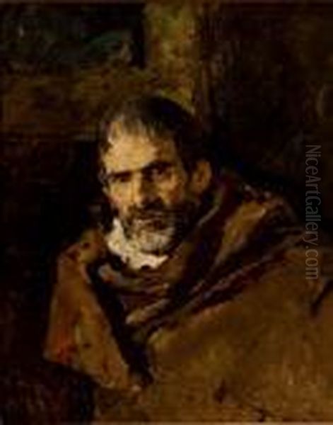 Mendigo Oil Painting by Mariano Jose Maria Bernardo Fortuny y Carbo